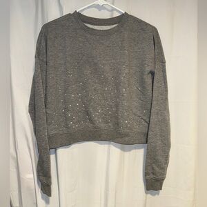 Aeropostale Grey long sleeve crop top with silver studded details - 18” long